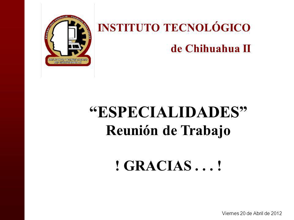 INSTITUTO TECNOLÓGICO de Chihuahua II ESPECIALIDADES Reunión de Trabajo .