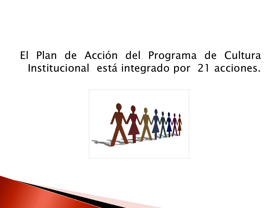 El Plan de Acción del Programa de Cultura Institucional está integrado por 21 acciones.