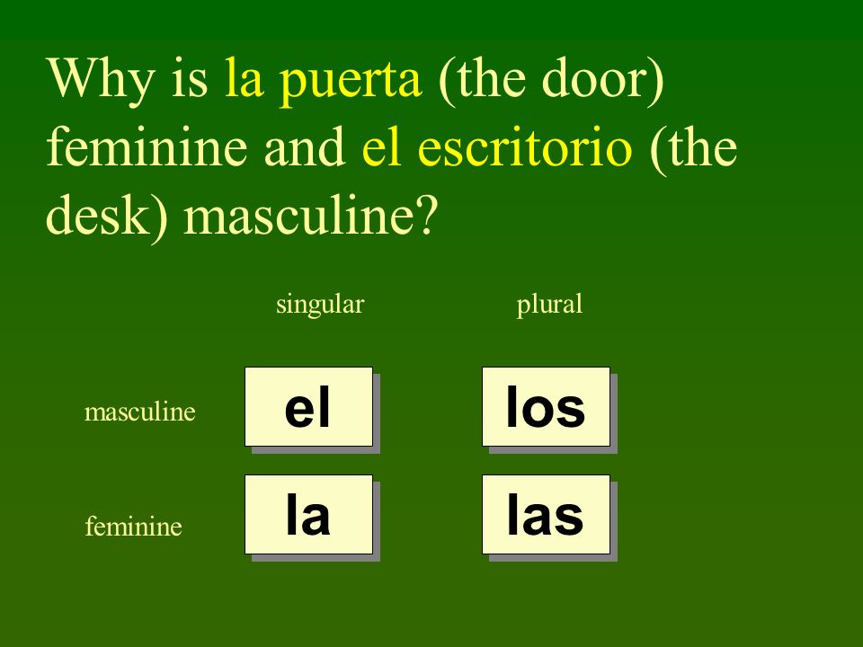 Why is la puerta (the door) feminine and el escritorio (the desk) masculine.