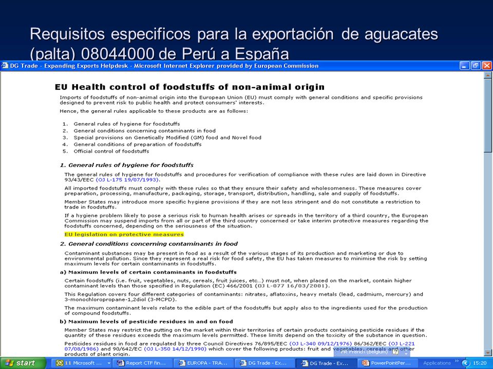 Requisitos especificos para la exportación de aguacates (palta) de Perú a España