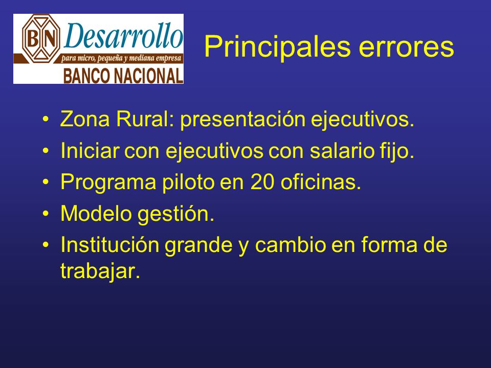 Principales errores Zona Rural: presentación ejecutivos.
