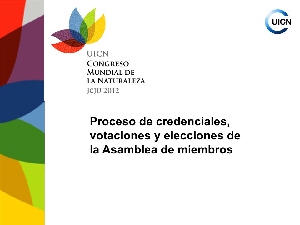 Proceso de credenciales, votaciones y elecciones de la Asamblea de miembros