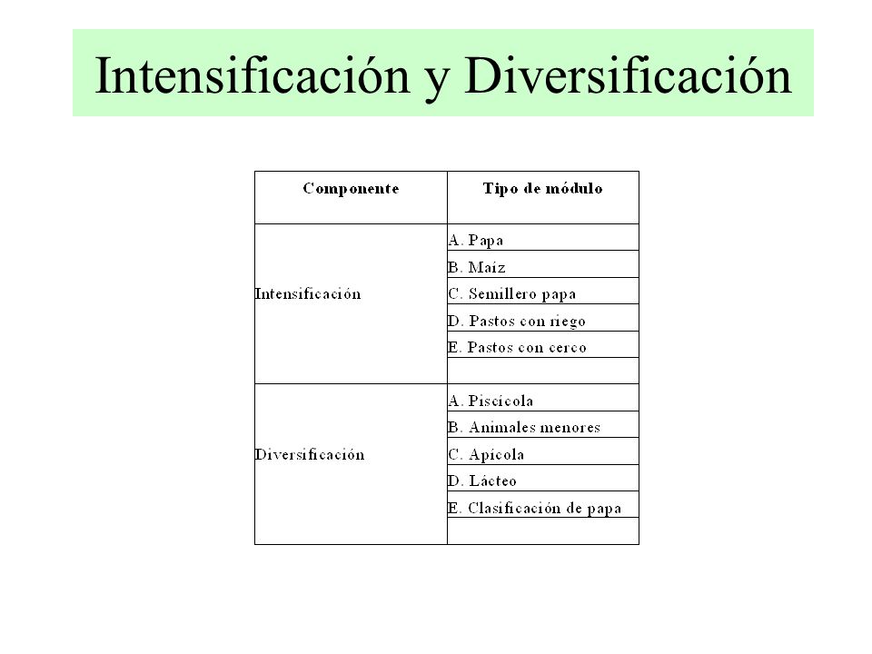 Intensificación y Diversificación
