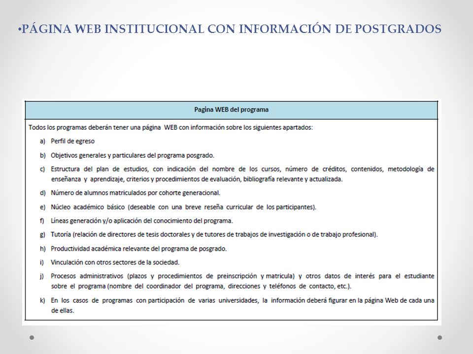 PÁGINA WEB INSTITUCIONAL CON INFORMACIÓN DE POSTGRADOS