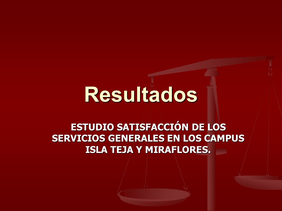 Resultados ESTUDIO SATISFACCIÓN DE LOS SERVICIOS GENERALES EN LOS CAMPUS ISLA TEJA Y MIRAFLORES.