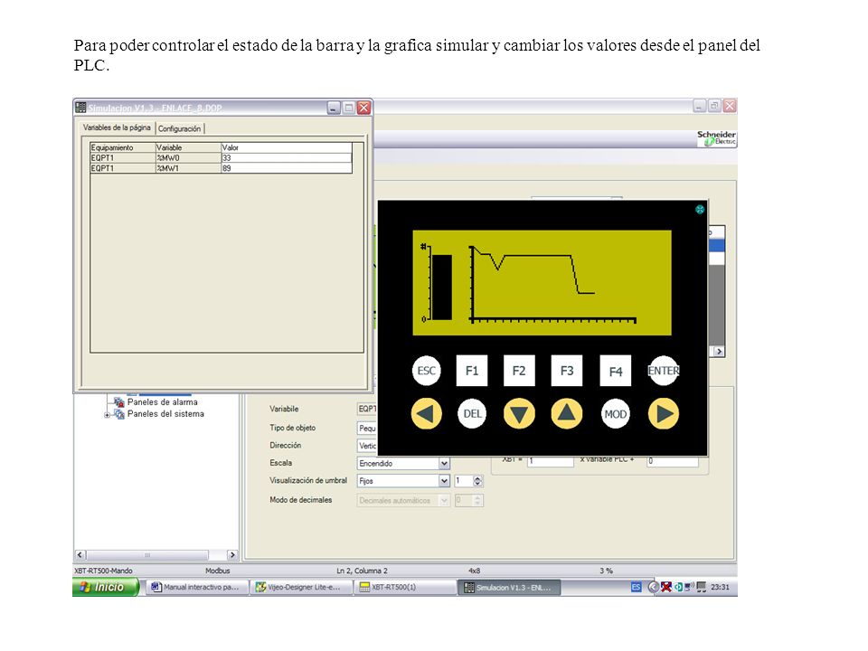 Para poder controlar el estado de la barra y la grafica simular y cambiar los valores desde el panel del PLC.