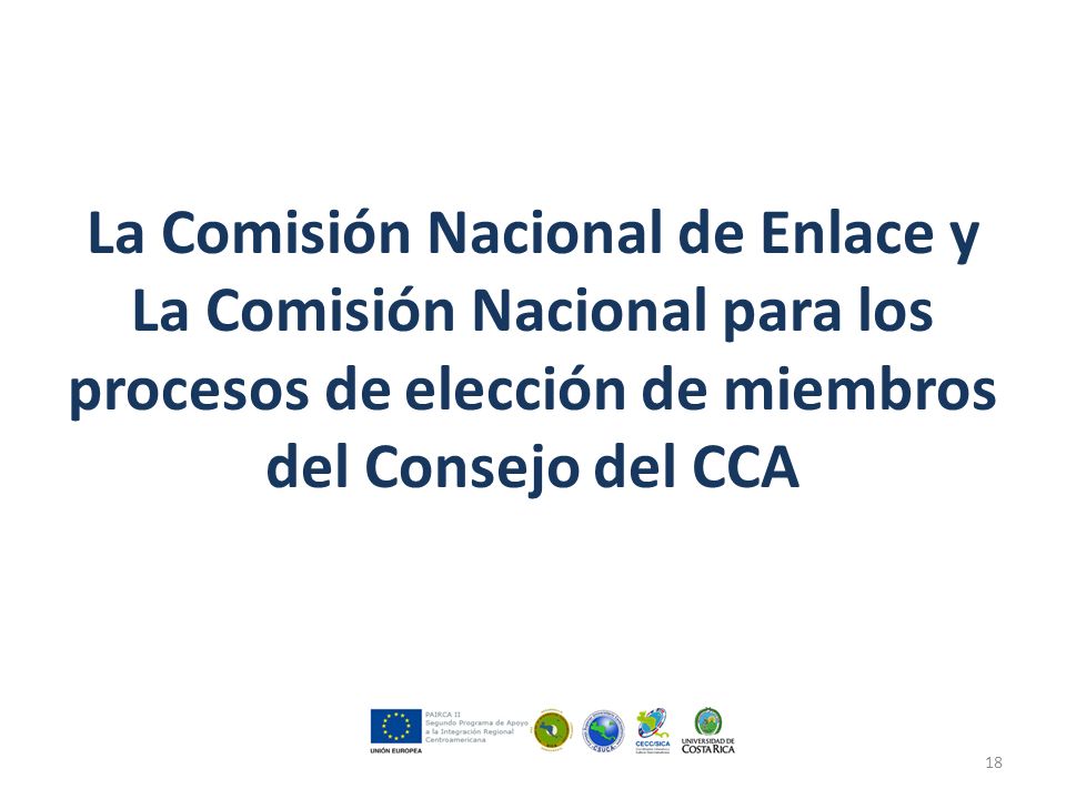 La Comisión Nacional de Enlace y La Comisión Nacional para los procesos de elección de miembros del Consejo del CCA 18