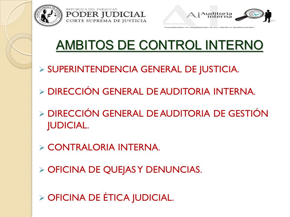 AMBITOS DE CONTROL INTERNO SUPERINTENDENCIA GENERAL DE JUSTICIA.