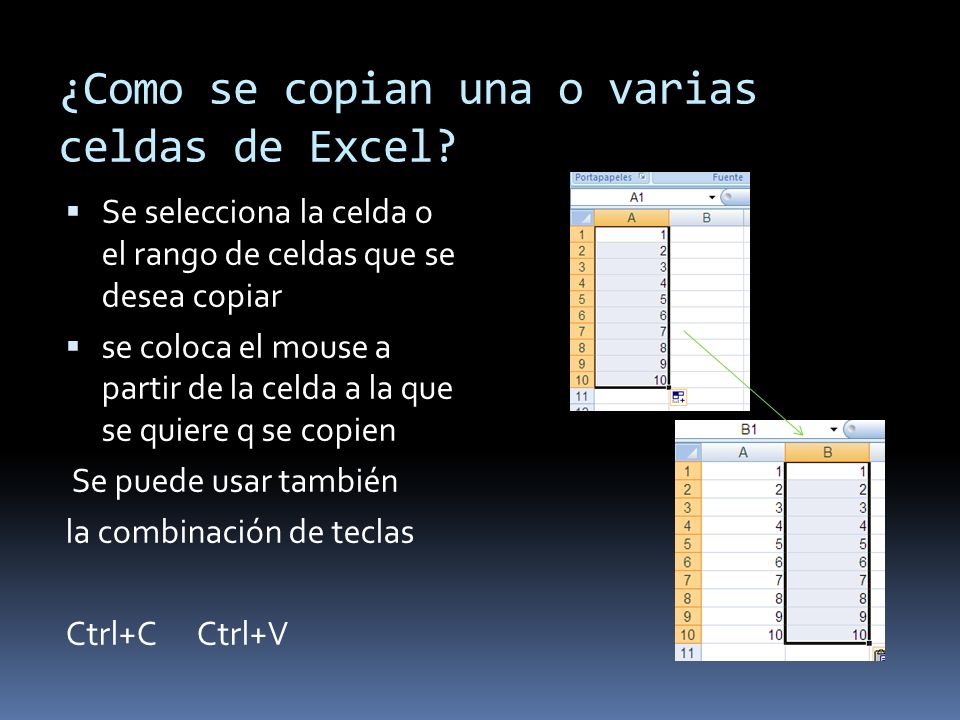 ¿Como se copian una o varias celdas de Excel.