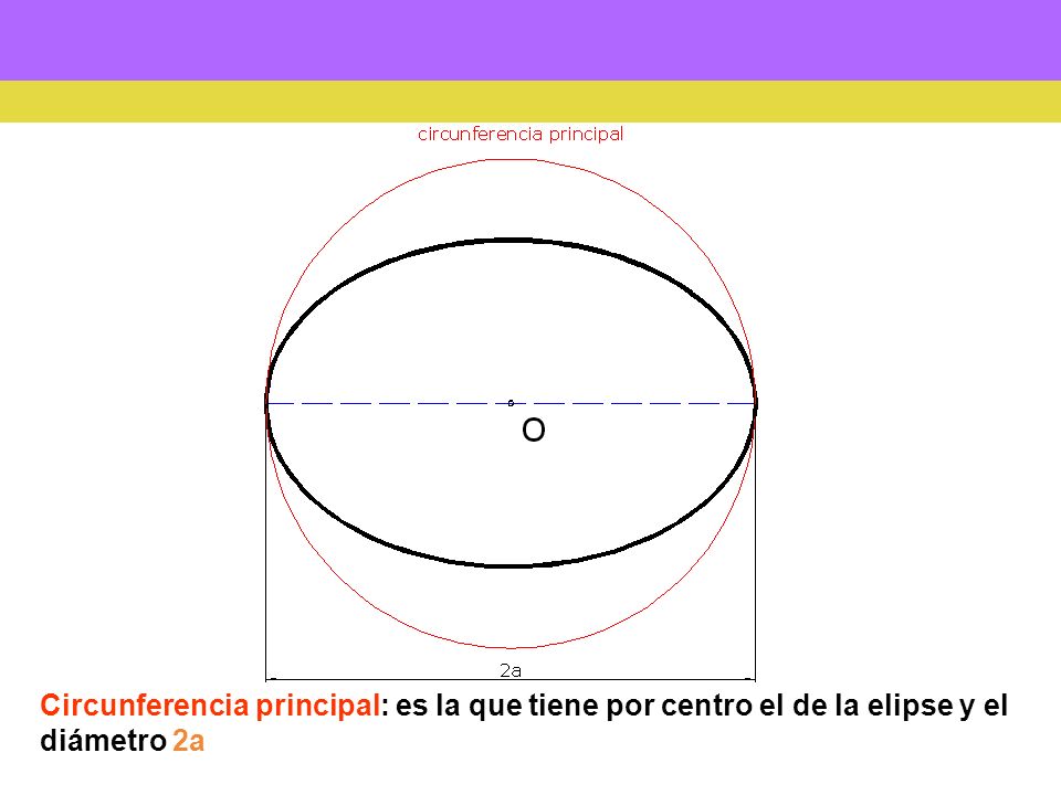 Circunferencia principal: es la que tiene por centro el de la elipse y el diámetro 2a