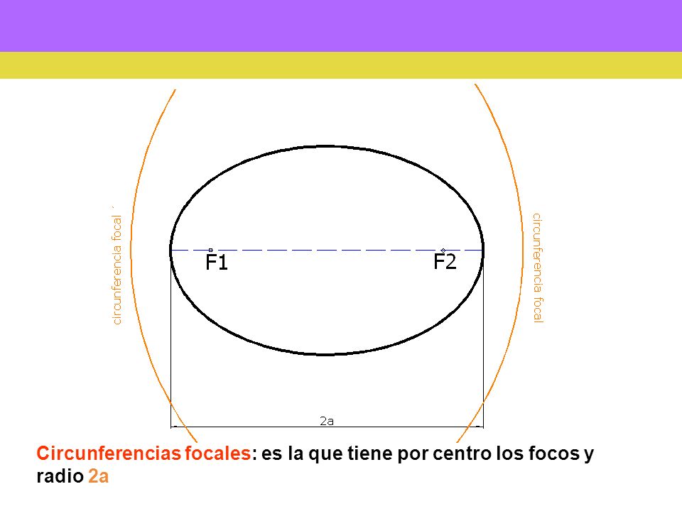 Circunferencias focales: es la que tiene por centro los focos y radio 2a