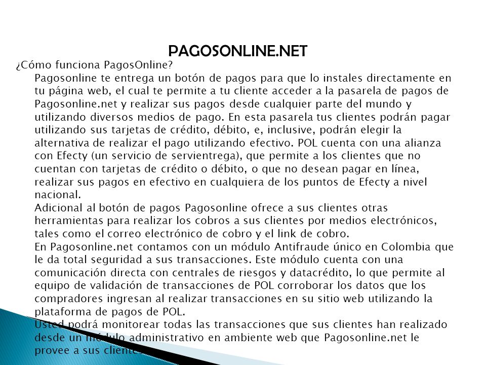 PAGOSONLINE.NET ¿Cómo funciona PagosOnline.