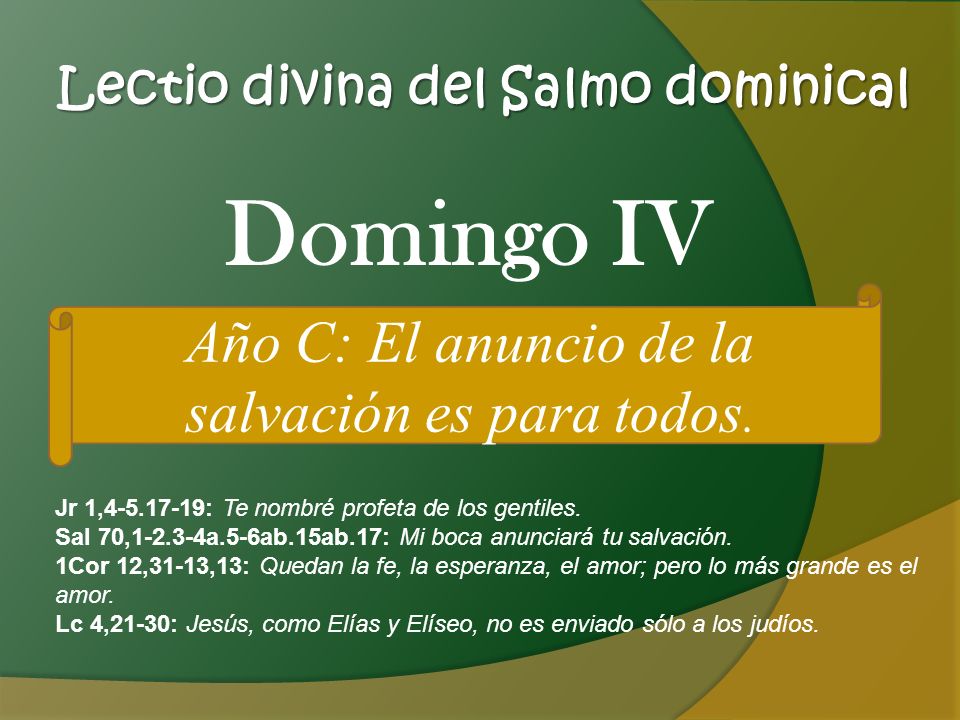 Lectio Divina Del Salmo Dominical Jr 1 Te Nombré Profeta