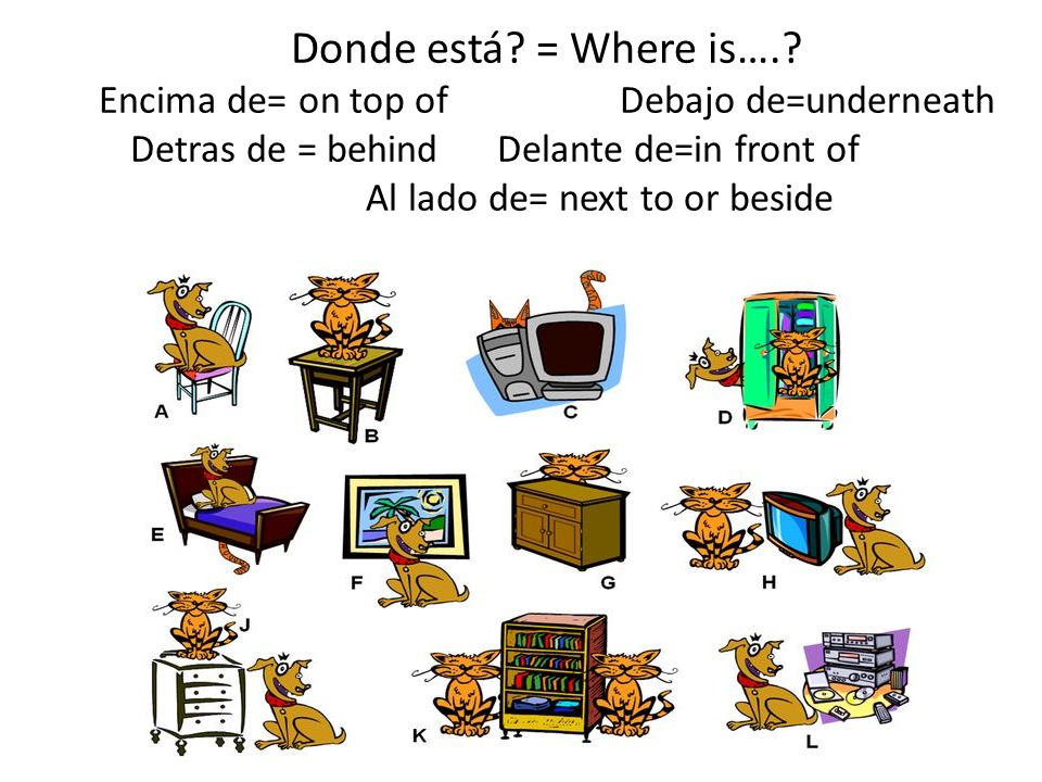 Donde está. = Where is…..
