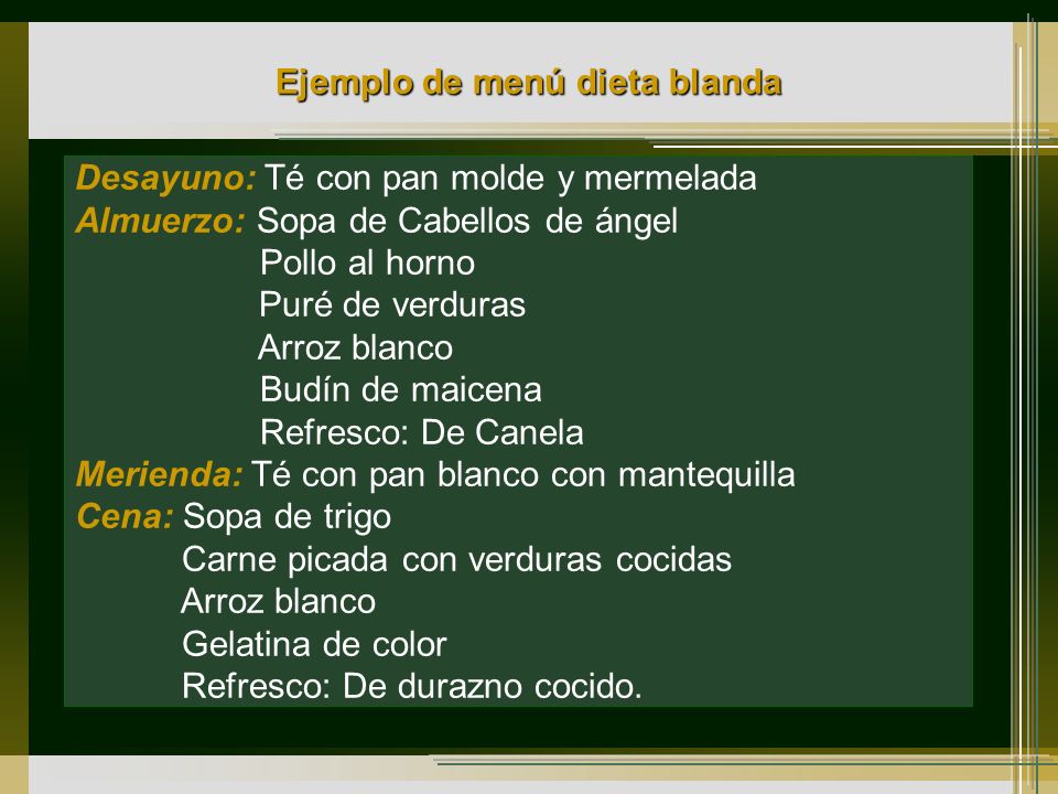 Dieta blanda mecanica menu Dieta blanda mecanica menu