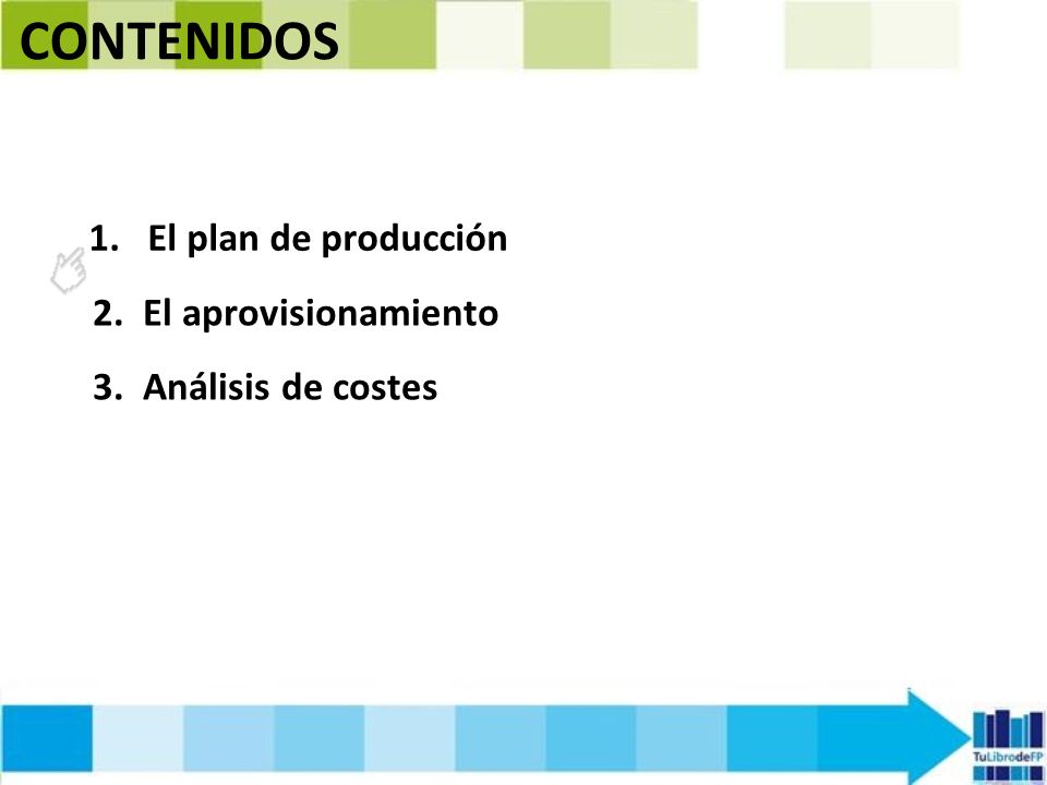 CONTENIDOS 1.El plan de producciónEl plan de producción 3.