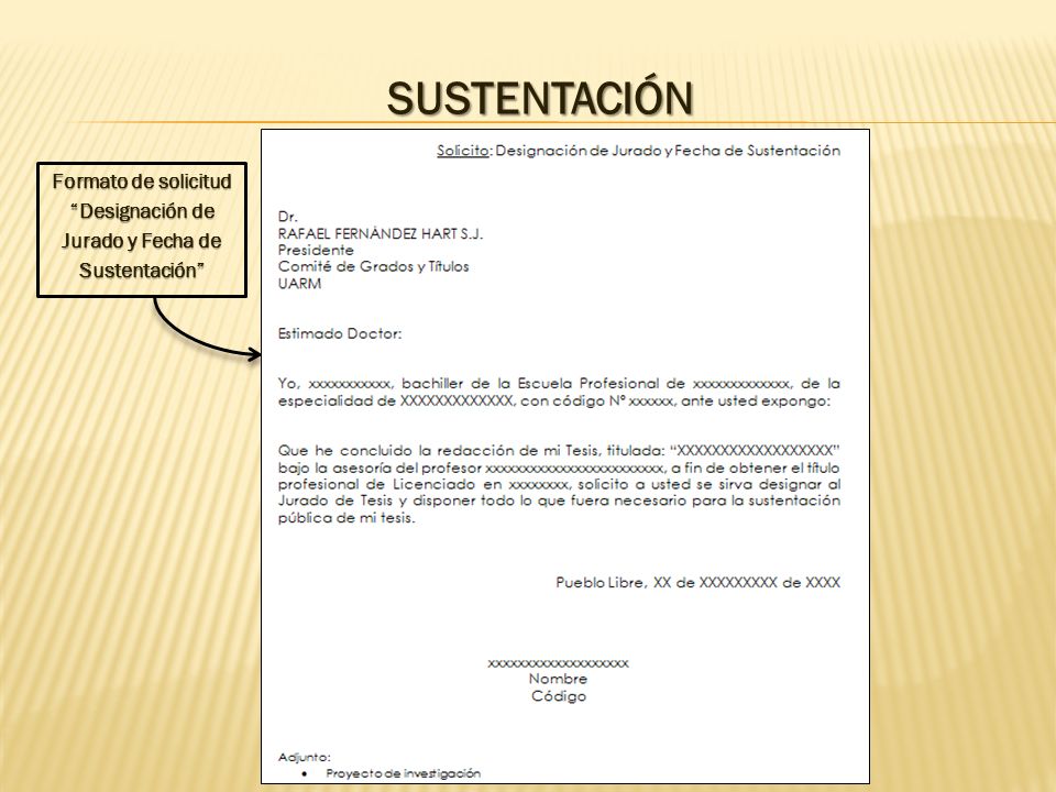 LICENCIATURA.  La presentación del Proyecto será:  Carta (ver modelo)  dirigida al Decano Dr. Rafael Fernández Hart . adjuntando el Proyecto   No. - ppt descargar