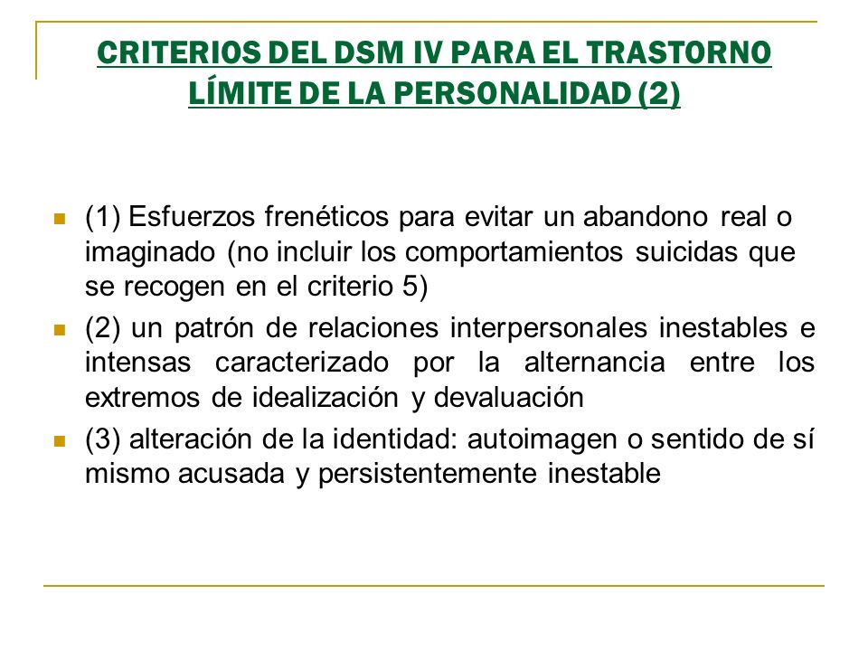 trastorno limite de la prueba de personalidad dsm iv tr