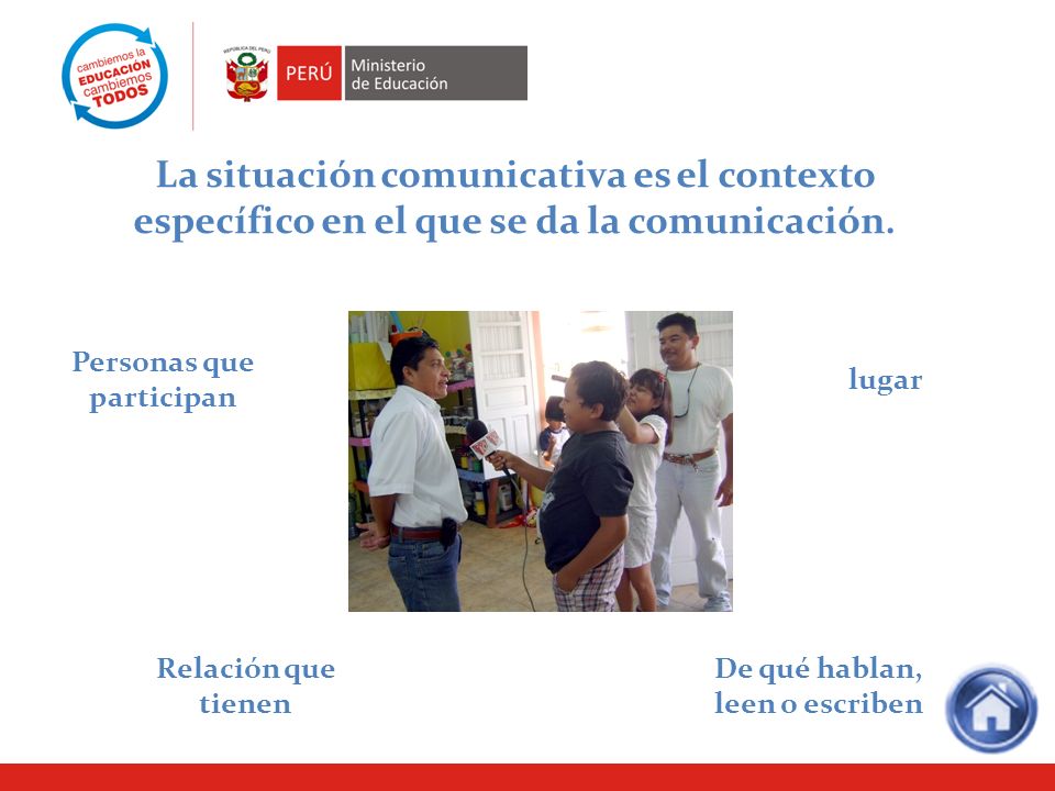 La situación comunicativa es el contexto específico en el que se da la comunicación.