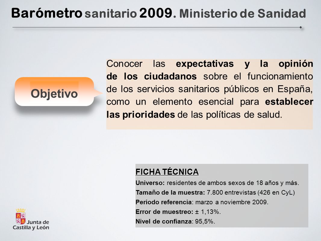 Objetivo Barómetro sanitario 2009.