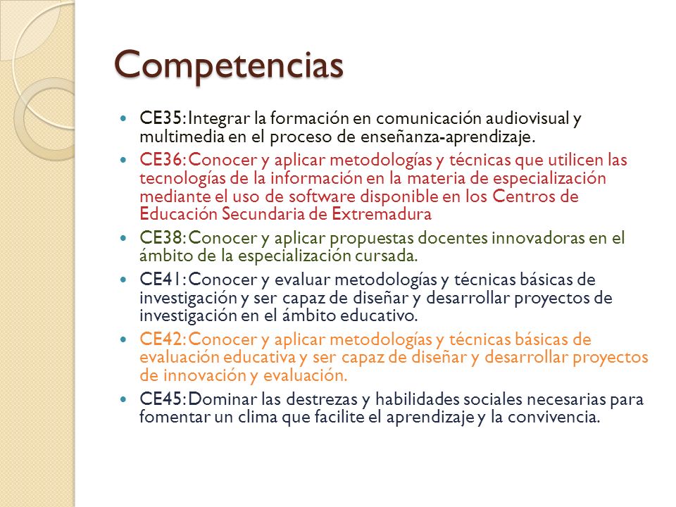 CE35: Integrar la formación en comunicación audiovisual y multimedia en el proceso de enseñanza-aprendizaje.