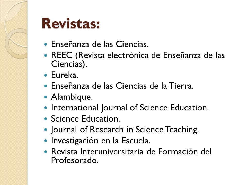 Revistas: Enseñanza de las Ciencias. REEC (Revista electrónica de Enseñanza de las Ciencias).