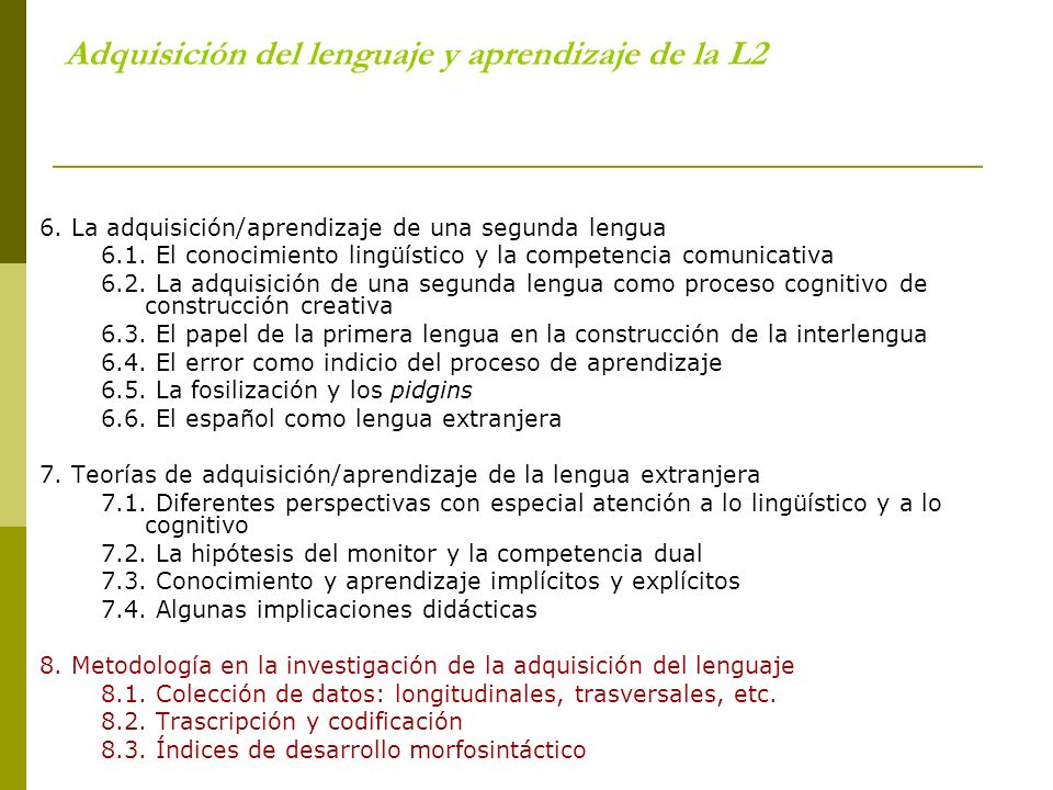 Máster: La enseñanza del español como lengua extranjera Adquisición del  lenguaje y aprendizaje de la L2 Andoni Barreña Agirrebeitia Universidad de  Salamanca. - ppt descargar