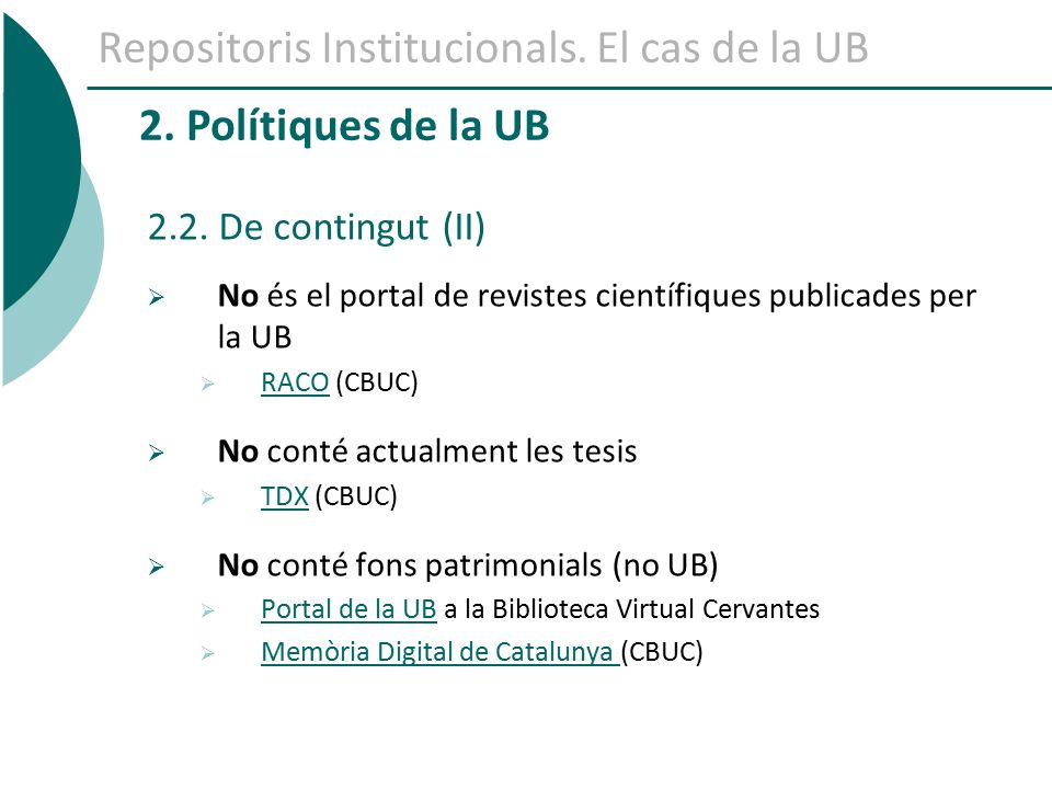 Repositoris Institucionals. El Cas De La Universitat De Barcelona ...