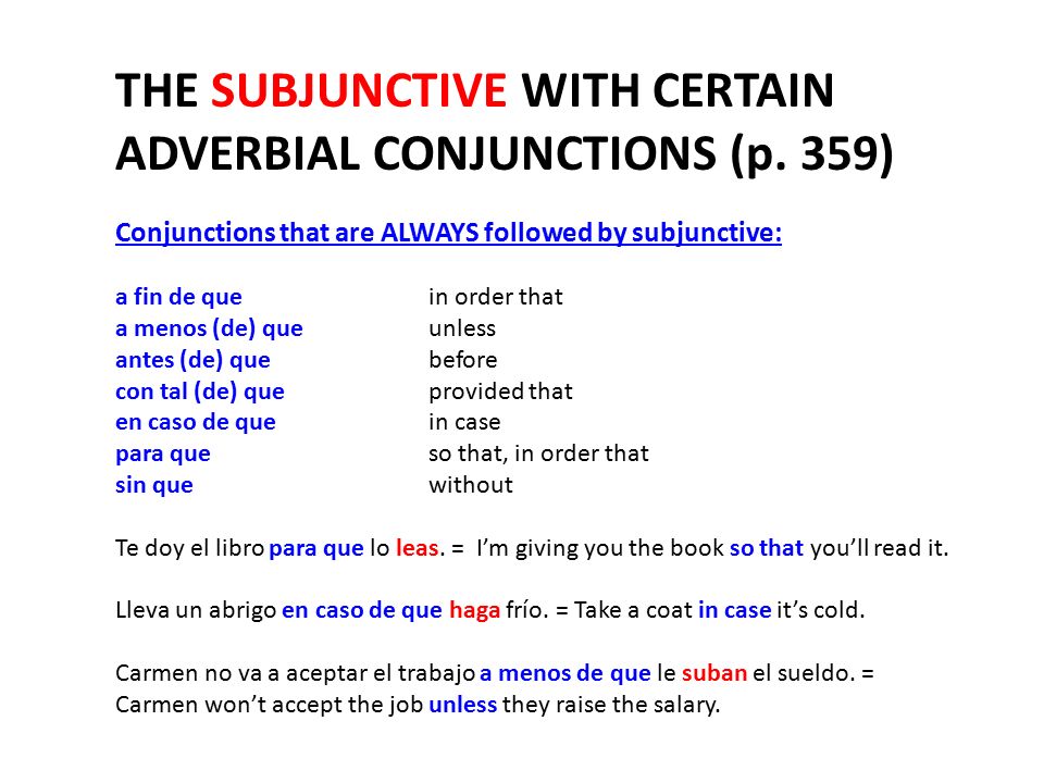 EL SUBJUNTIVO. Up until now, you´ve been using the indicative. (Tú ...