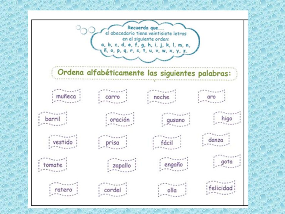 Ordenar palabras alfabéticamente. - ppt video online descargar