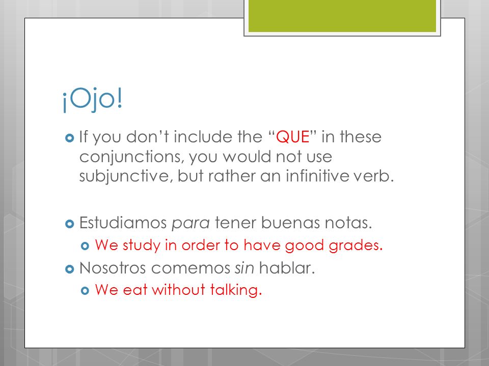 Present Subjunctive A Spanish mood. Idea Grande Sometimes we have ...