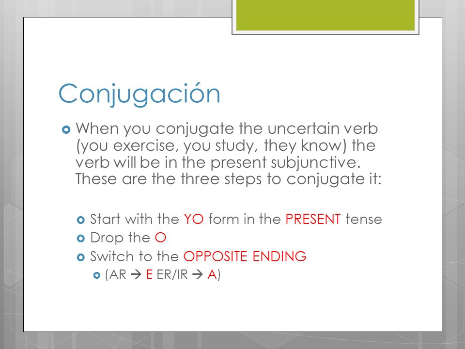 Present Subjunctive A Spanish mood. Idea Grande Sometimes we have ...