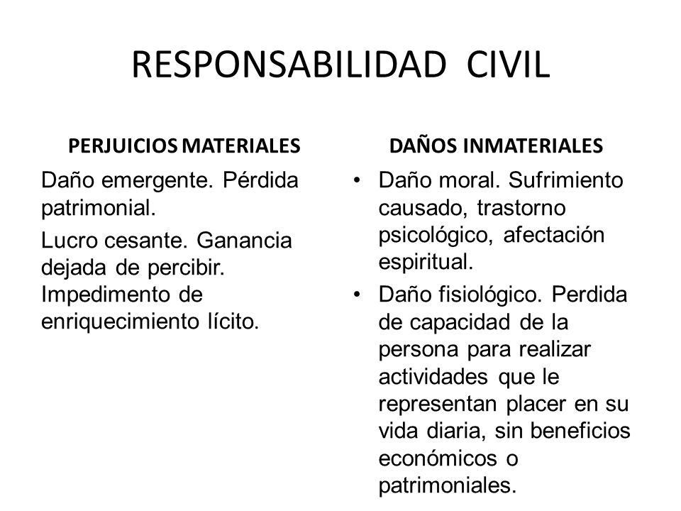 RESPONSABILIDAD CIVIL PERJUICIOS MATERIALES Daño emergente.