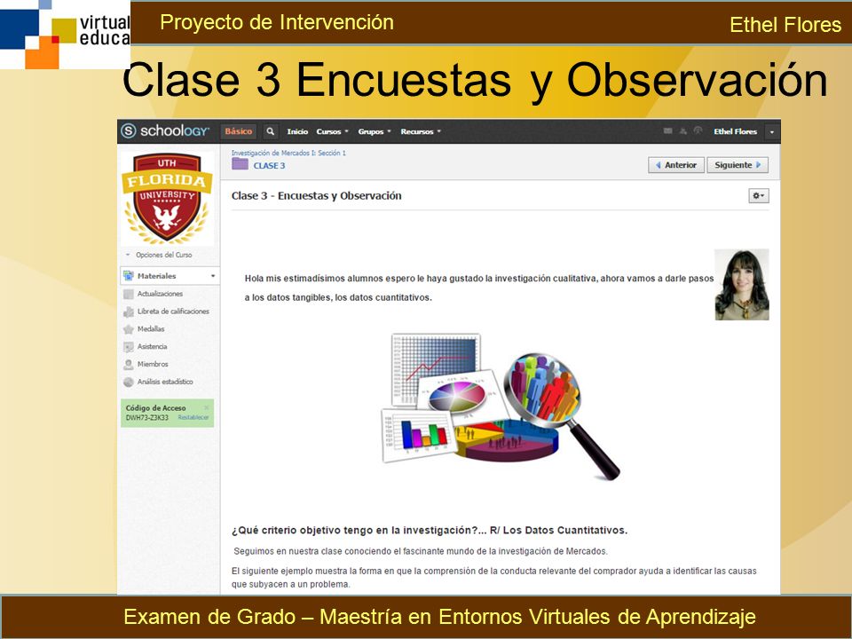 Clase 3 Encuestas y Observación Ethel Flores Examen de Grado – Maestría en Entornos Virtuales de Aprendizaje Proyecto de Intervención
