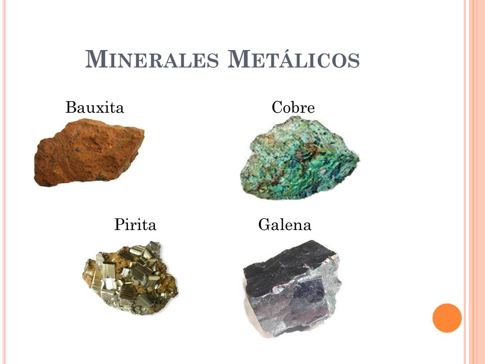 Resultado de imagen de ejemplos minerales metalicos