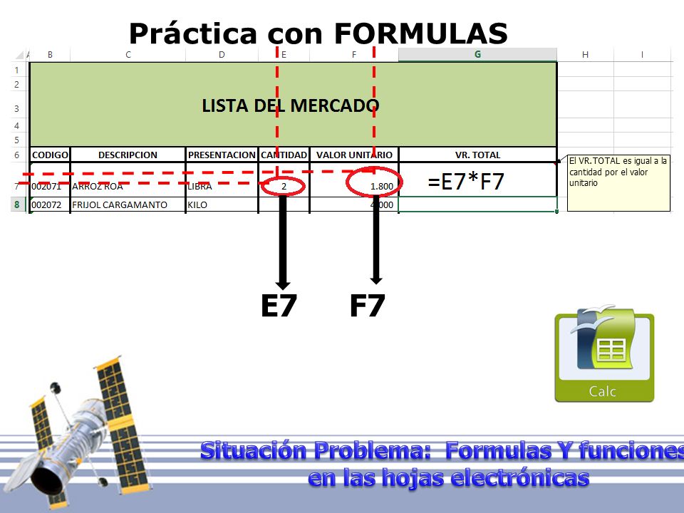 Práctica con FORMULAS E7F7
