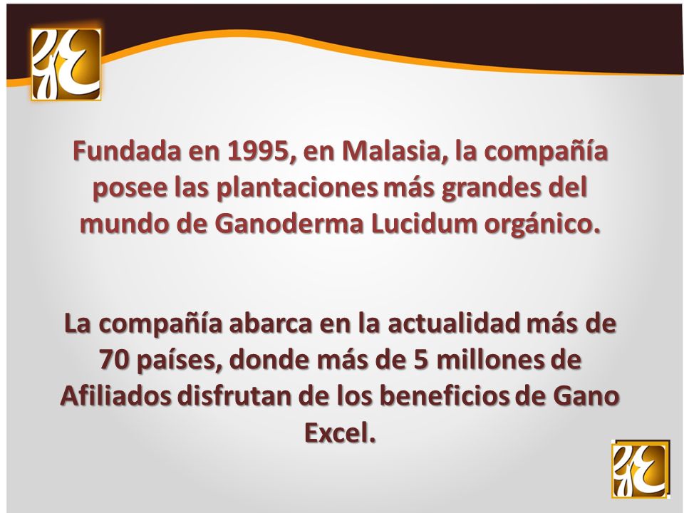 Fundada en 1995, en Malasia, la compañía posee las plantaciones más grandes del mundo de Ganoderma Lucidum orgánico.