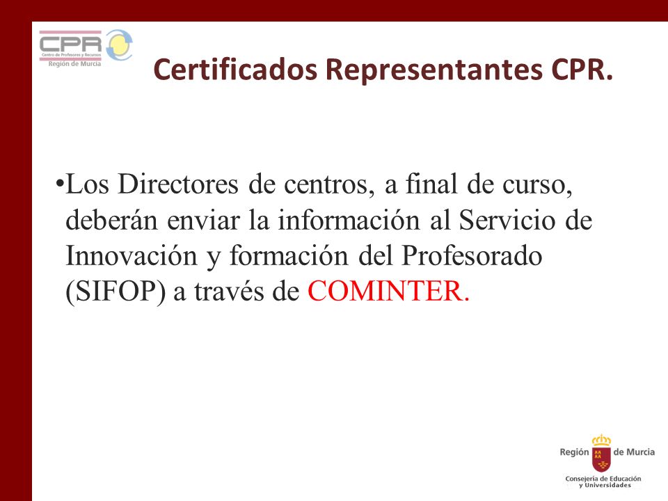 Certificados Representantes CPR.
