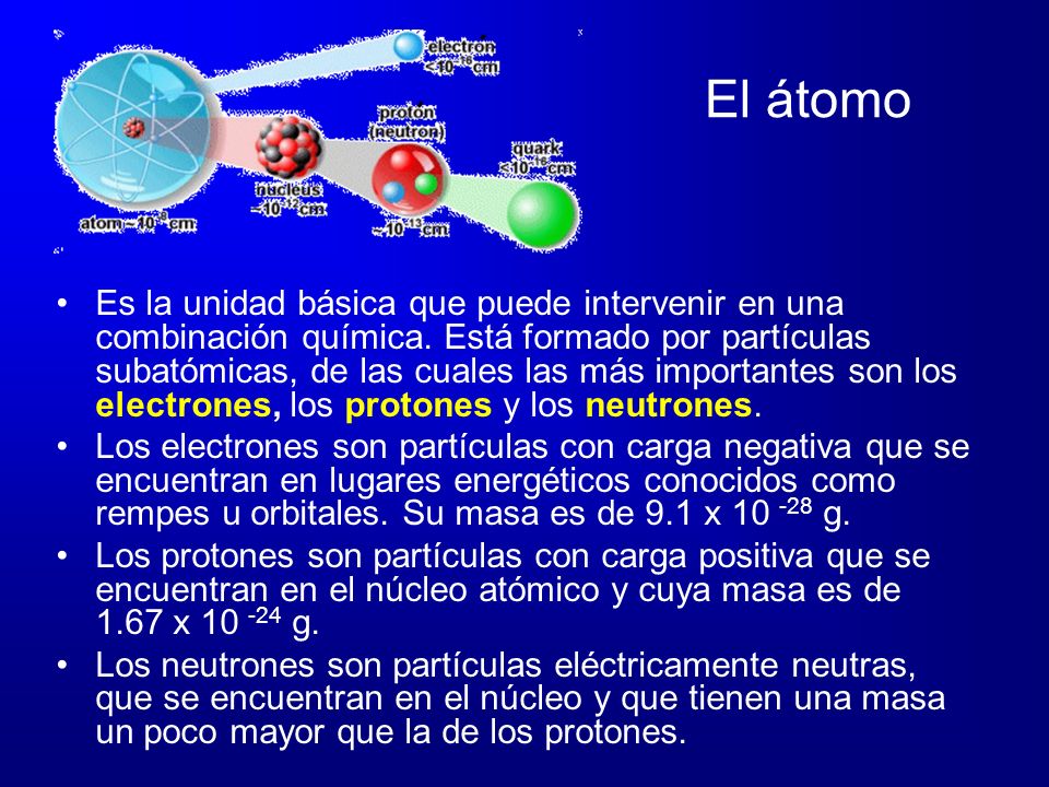 El átomo Es la unidad básica que puede intervenir en una combinación química.