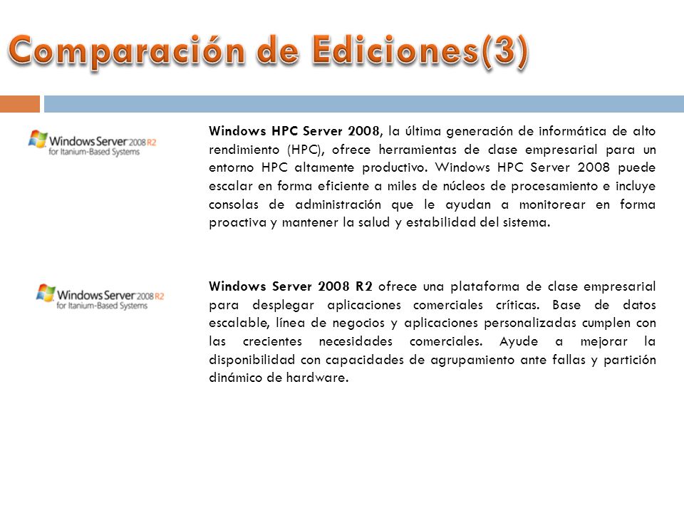 Windows HPC Server 2008, la última generación de informática de alto rendimiento (HPC), ofrece herramientas de clase empresarial para un entorno HPC altamente productivo.