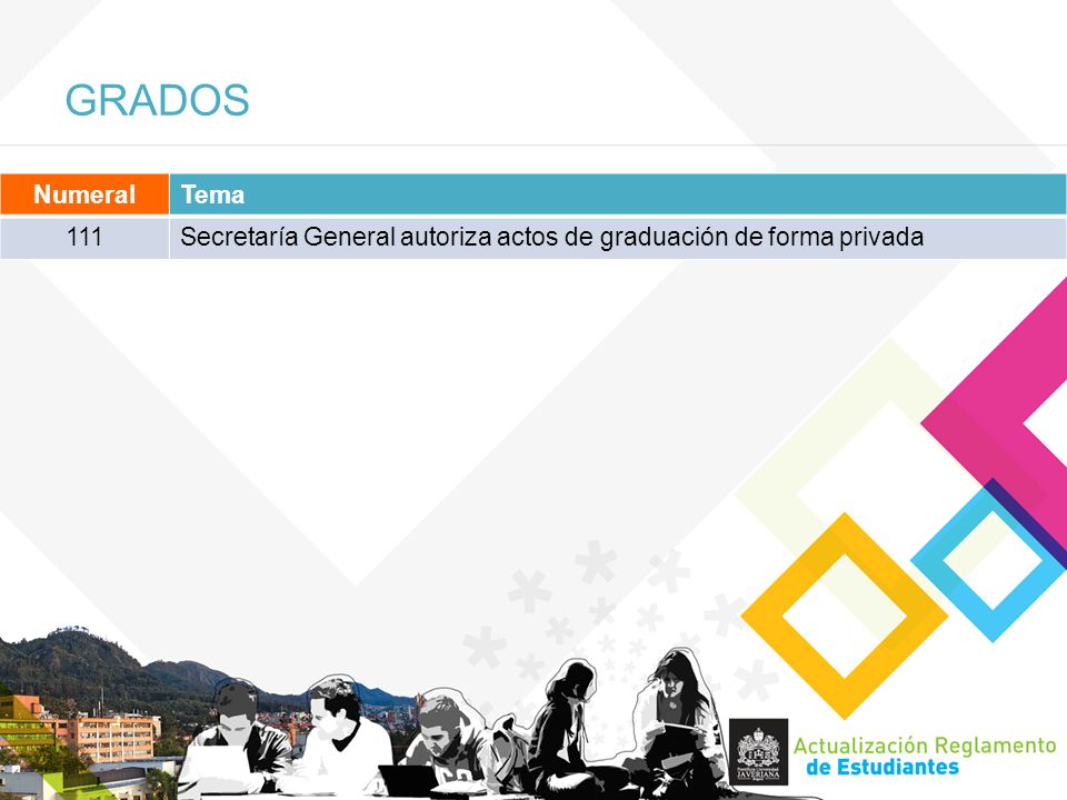 GRADOS NumeralTema 111Secretaría General autoriza actos de graduación de forma privada