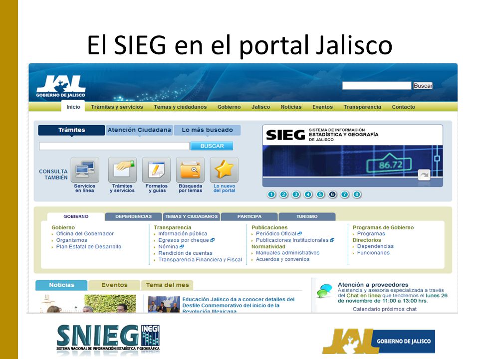 El SIEG en el portal Jalisco