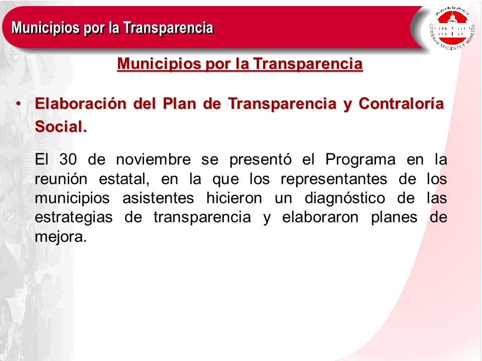 Elaboración del Plan de Transparencia y Contraloría Social.Elaboración del Plan de Transparencia y Contraloría Social.