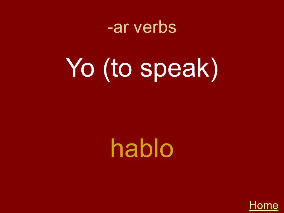 -ar verbs Home hablo Yo (to speak)