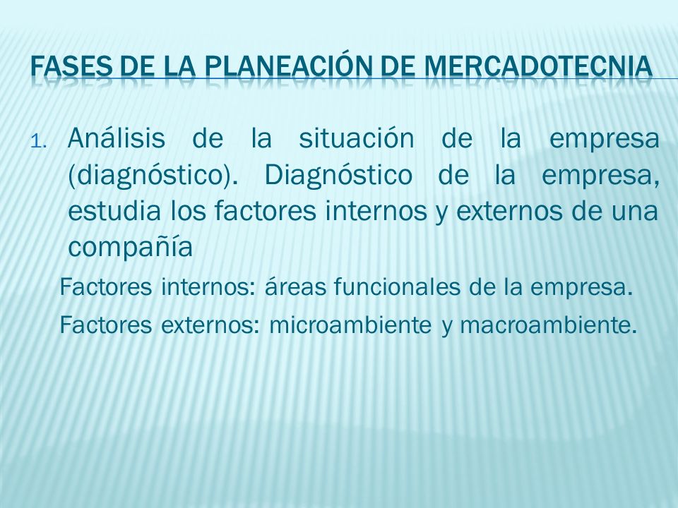 1. Análisis de la situación de la empresa (diagnóstico).