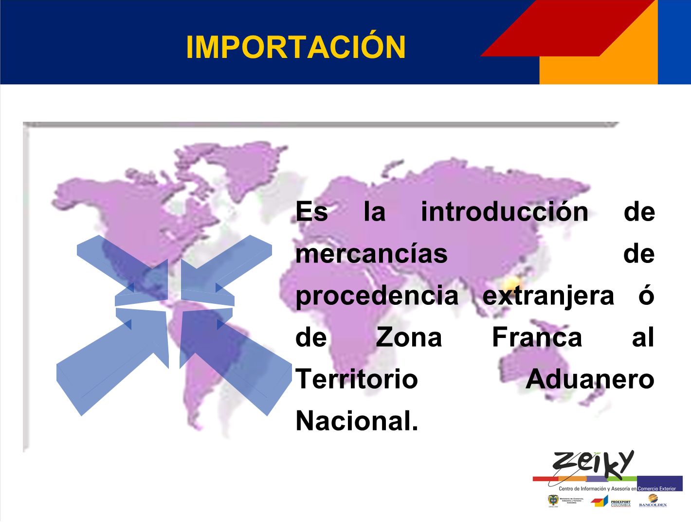 Es la introducción de mercancías de procedencia extranjera ó de Zona Franca al Territorio Aduanero Nacional.