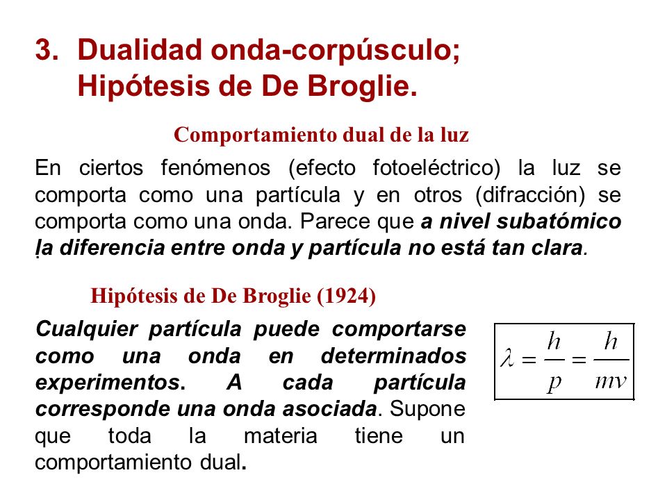 3.Dualidad onda-corpúsculo; Hipótesis de De Broglie.