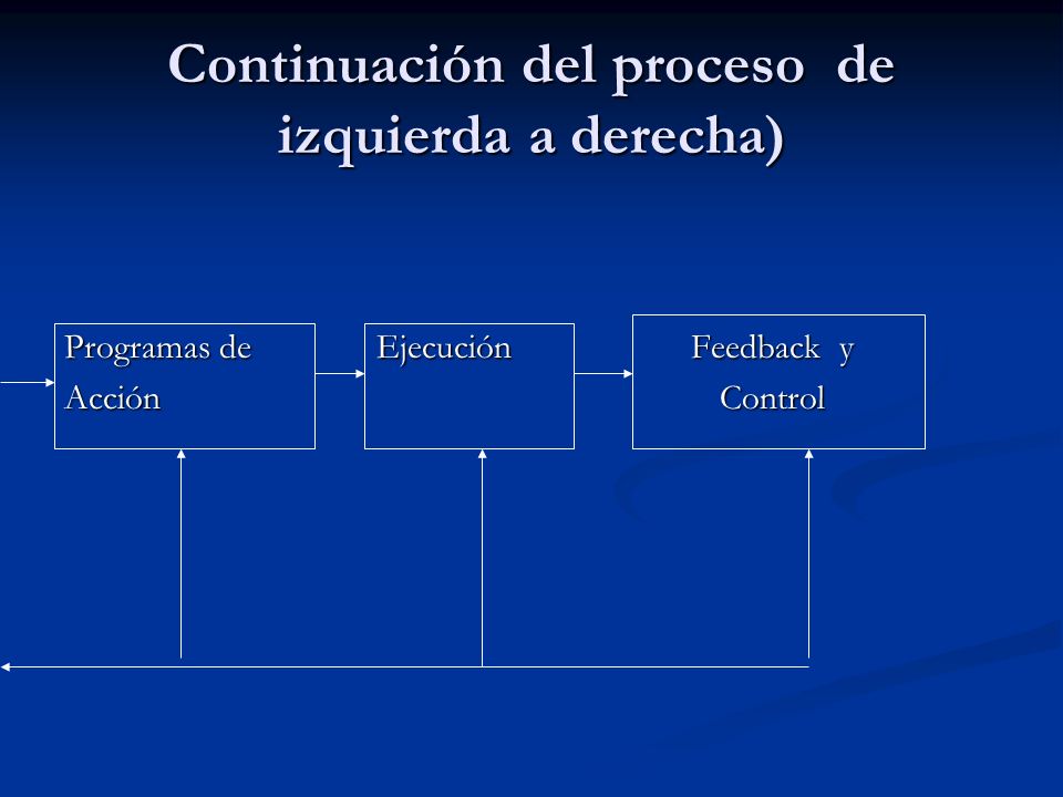 Continuación del proceso de izquierda a derecha) Programas de Ejecución Feedback y Acción Control
