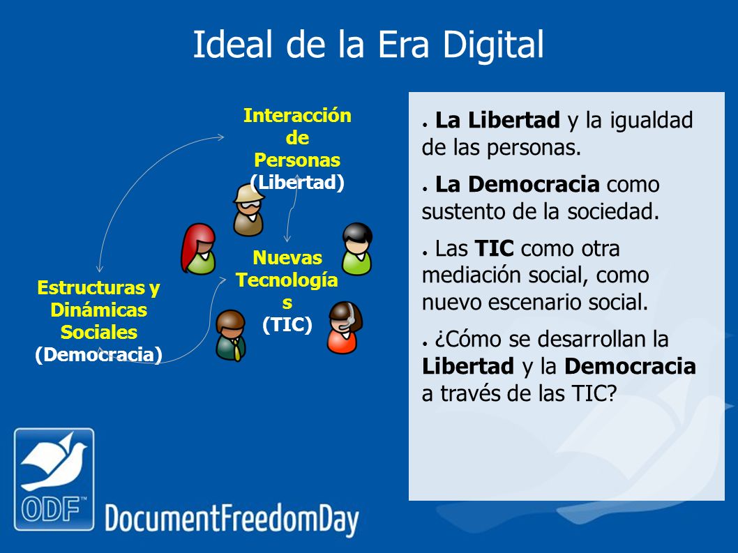 Nuevas Tecnología s (TIC) Ideal de la Era Digital ● La Libertad y la igualdad de las personas.