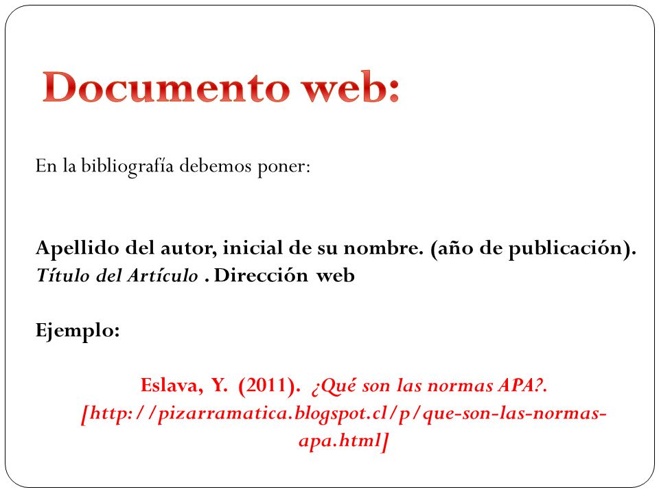 Como hacer una bibliografia de una pagina web